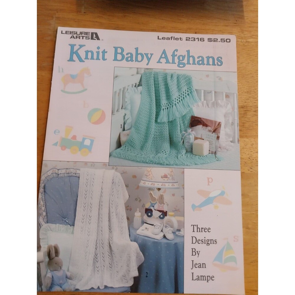 LEISURE ARTS KNIT BABY AFGHANS 3 BEAUTIFUL DESIGNS